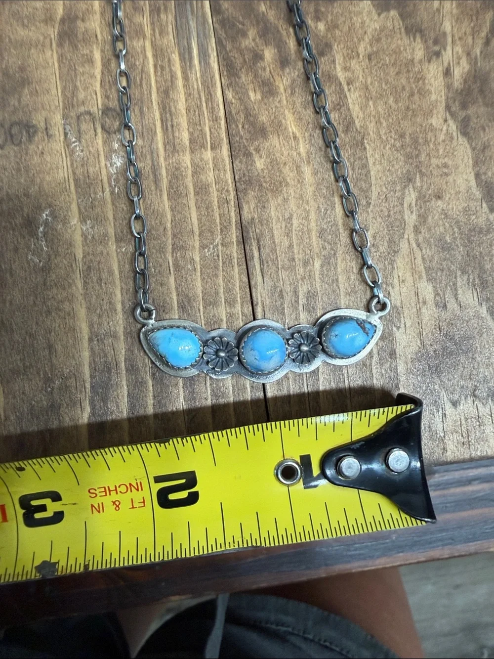 Sterling Silver Golden Hills Turquoise Floral Bar Necklace